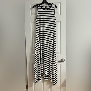 J. Crew Black and White Sleeveless Maxi Sundress